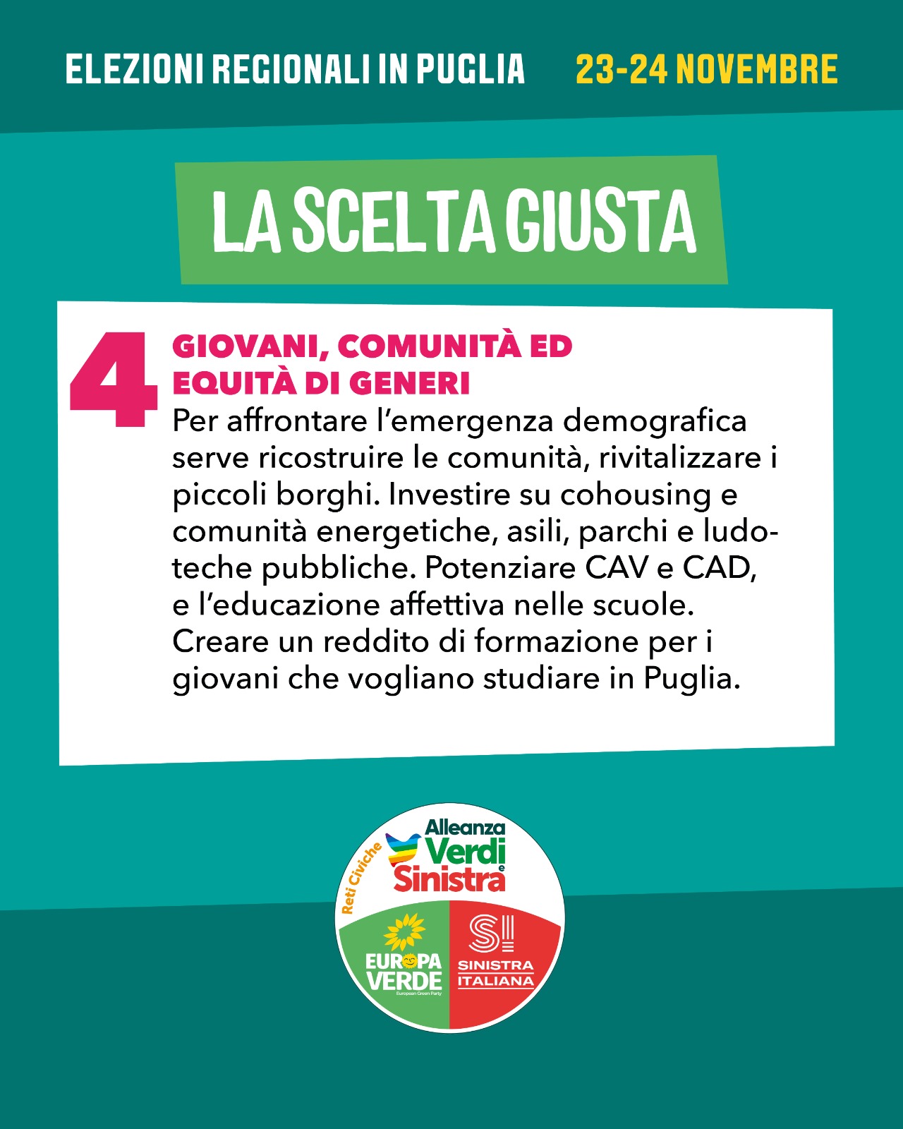 Programma Ivan STOMEO - Candidato alla carica di Consigliere Regionale per AVS Alleanza Verdi Sinistra - Elezioni Regionali Puglia 23-24 Novembre 2025